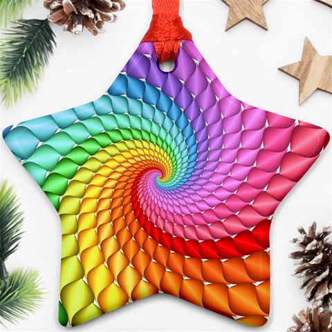 Psychedelic Rainbow Spiral Ornament (Star) from ArtsNow.com Front