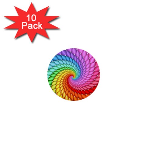 Psychedelic Rainbow Spiral 1  Mini Button (10 pack)  from ArtsNow.com Front