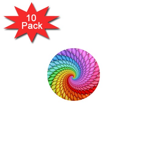 Psychedelic Rainbow Spiral 1  Mini Magnet (10 pack)  from ArtsNow.com Front