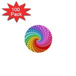 Psychedelic Rainbow Spiral 1  Mini Button (100 pack) 