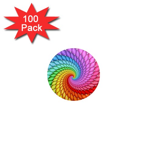 Psychedelic Rainbow Spiral 1  Mini Magnet (100 pack)  from ArtsNow.com Front