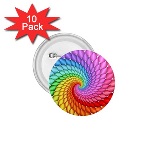 Psychedelic Rainbow Spiral 1.75  Button (10 pack)  from ArtsNow.com Front