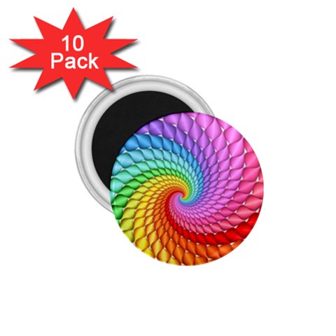 Psychedelic Rainbow Spiral 1.75  Magnet (10 pack)  from ArtsNow.com Front