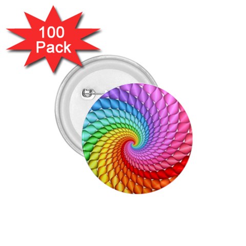 Psychedelic Rainbow Spiral 1.75  Button (100 pack)  from ArtsNow.com Front