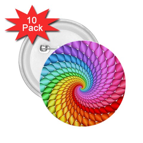 Psychedelic Rainbow Spiral 2.25  Button (10 pack) from ArtsNow.com Front