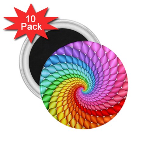 Psychedelic Rainbow Spiral 2.25  Magnet (10 pack) from ArtsNow.com Front