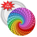 Psychedelic Rainbow Spiral 3  Button (10 pack)