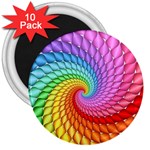 Psychedelic Rainbow Spiral 3  Magnet (10 pack)