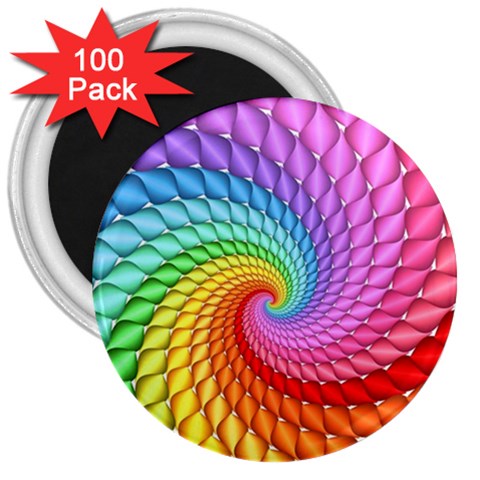 Psychedelic Rainbow Spiral 3  Magnet (100 pack) from ArtsNow.com Front