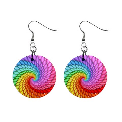 Psychedelic Rainbow Spiral 1  Button Earrings from ArtsNow.com Front