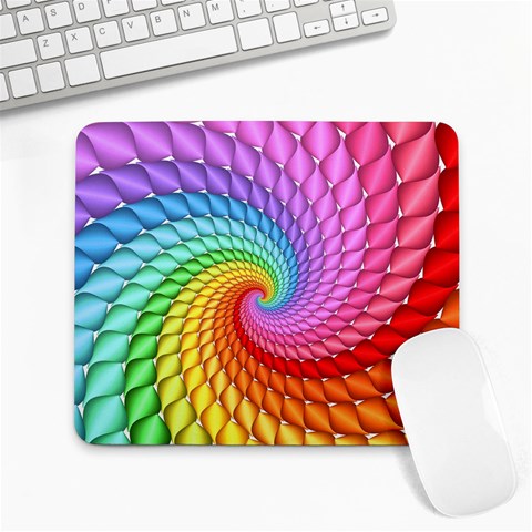 Psychedelic Rainbow Spiral Large Mousepad from ArtsNow.com Front