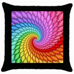 Psychedelic Rainbow Spiral Throw Pillow Case (Black)