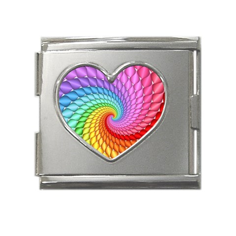 Psychedelic Rainbow Spiral Mega Link Heart Italian Charm (18mm) from ArtsNow.com Front