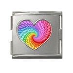 Psychedelic Rainbow Spiral Mega Link Heart Italian Charm (18mm)