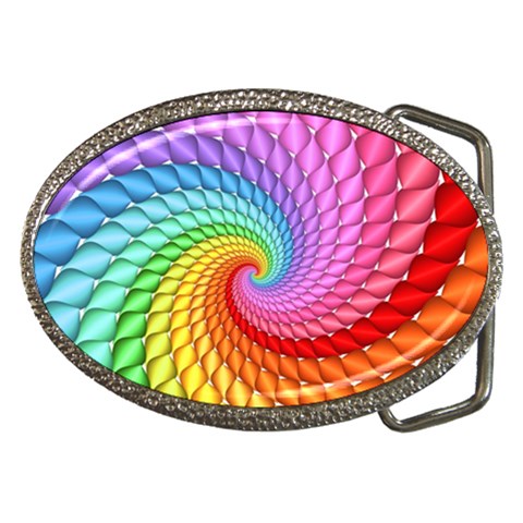 Psychedelic Rainbow Spiral Belt Buckle from ArtsNow.com Front