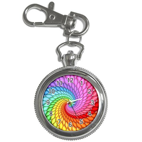 Psychedelic Rainbow Spiral Key Chain Watch from ArtsNow.com Front