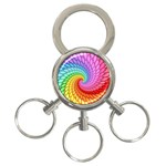 Psychedelic Rainbow Spiral 3-Ring Key Chain