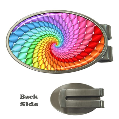 Psychedelic Rainbow Spiral Money Clip (Oval) from ArtsNow.com Front