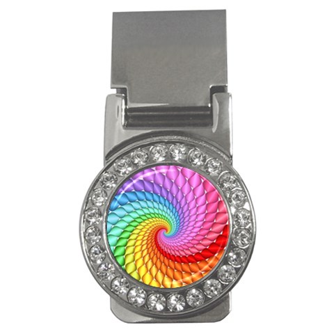 Psychedelic Rainbow Spiral Money Clip (CZ) from ArtsNow.com Front