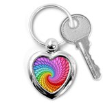 Psychedelic Rainbow Spiral Key Chain (Heart)