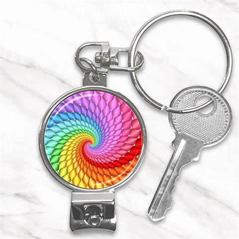 Psychedelic Rainbow Spiral Nail Clippers Key Chain from ArtsNow.com Front