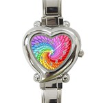 Psychedelic Rainbow Spiral Heart Italian Charm Watch