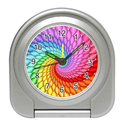 Psychedelic Rainbow Spiral Travel Alarm Clock from ArtsNow.com Front