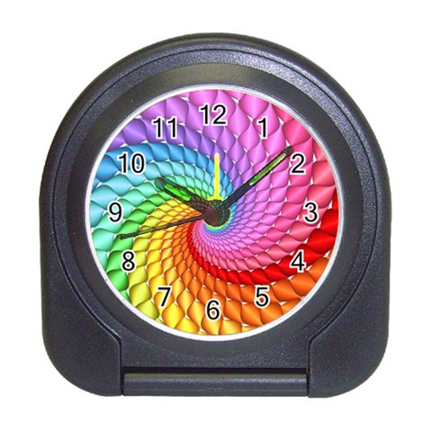 Psychedelic Rainbow Spiral Travel Alarm Clock from ArtsNow.com Front