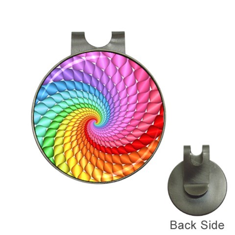 Psychedelic Rainbow Spiral Golf Ball Marker Hat Clip from ArtsNow.com Front