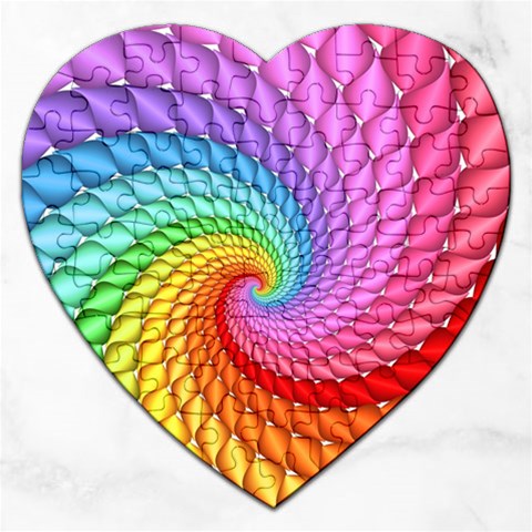 Psychedelic Rainbow Spiral Jigsaw Puzzle (Heart) from ArtsNow.com Front