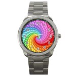 Psychedelic Rainbow Spiral Sport Metal Watch