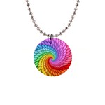 Psychedelic Rainbow Spiral 1  Button Necklace