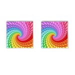 Psychedelic Rainbow Spiral Cufflinks (Square)