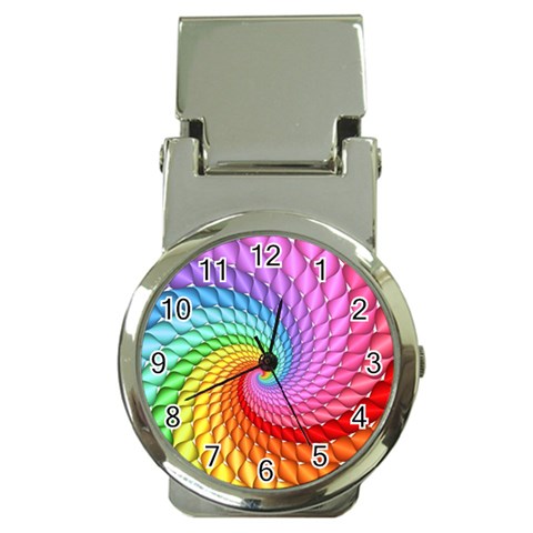 Psychedelic Rainbow Spiral Money Clip Watch from ArtsNow.com Front