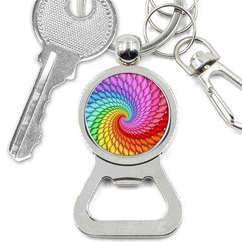 Psychedelic Rainbow Spiral Bottle Opener Key Chain from ArtsNow.com Front