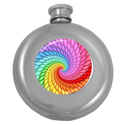 Psychedelic Rainbow Spiral Hip Flask (5 oz) from ArtsNow.com Front