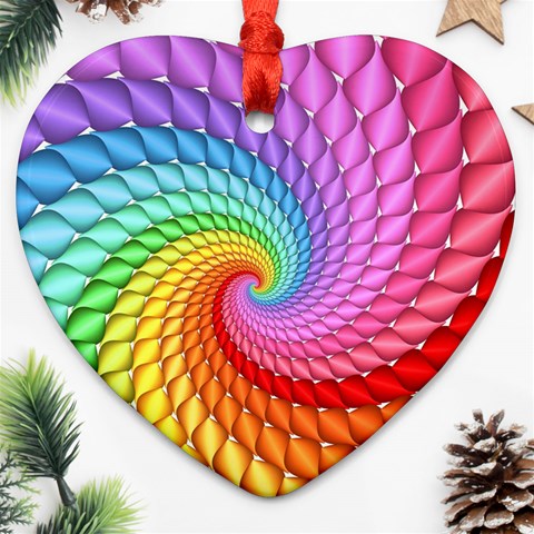 Psychedelic Rainbow Spiral Heart Ornament (Two Sides) from ArtsNow.com Front