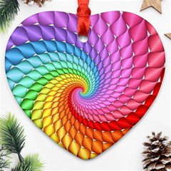 Psychedelic Rainbow Spiral Heart Ornament (Two Sides) from ArtsNow.com Front