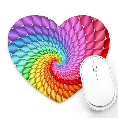 Psychedelic Rainbow Spiral Heart Mousepad from ArtsNow.com Front