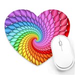 Psychedelic Rainbow Spiral Heart Mousepad