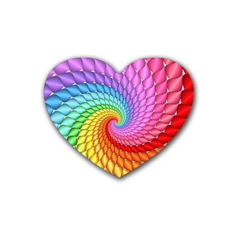 Psychedelic Rainbow Spiral Rubber Coaster (Heart) from ArtsNow.com Front