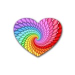 Psychedelic Rainbow Spiral Rubber Coaster (Heart)