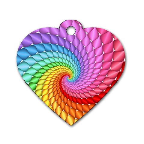 Psychedelic Rainbow Spiral Dog Tag Heart (One Side) from ArtsNow.com Front