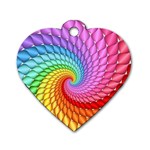 Psychedelic Rainbow Spiral Dog Tag Heart (One Side)