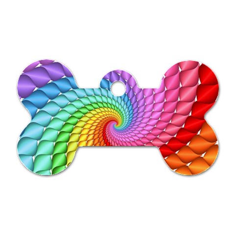 Psychedelic Rainbow Spiral Dog Tag Bone (One Side) from ArtsNow.com Front