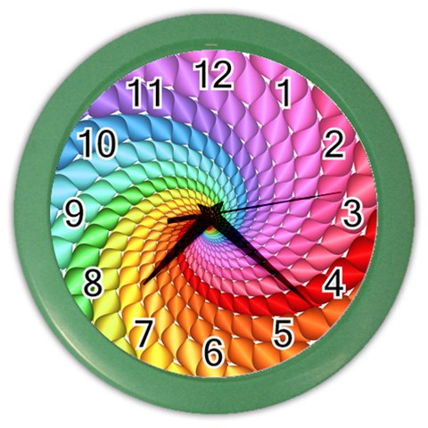 Psychedelic Rainbow Spiral Color Wall Clock from ArtsNow.com Front