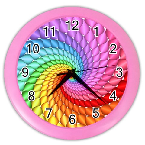 Psychedelic Rainbow Spiral Color Wall Clock from ArtsNow.com Front