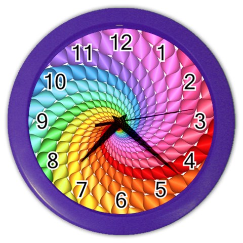 Psychedelic Rainbow Spiral Color Wall Clock from ArtsNow.com Front