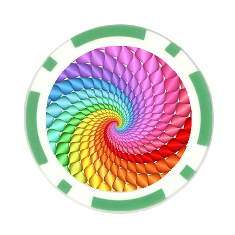 Psychedelic Rainbow Spiral Poker Chip Card Guard from ArtsNow.com Front