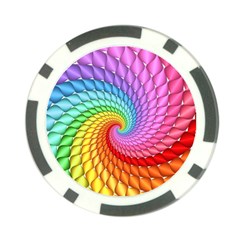 Psychedelic Rainbow Spiral Poker Chip Card Guard from ArtsNow.com Front